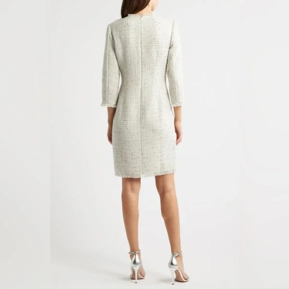 Eliza J Women's Fringe-Trim Bouclé Tweed Sheath Dress - Picture 6 of 7